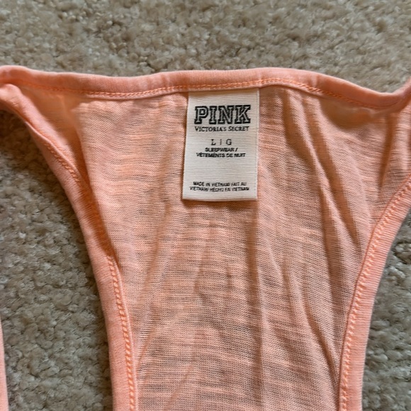 PINK Size Large Peach Racerback Tank Top - Picture 3 of 5